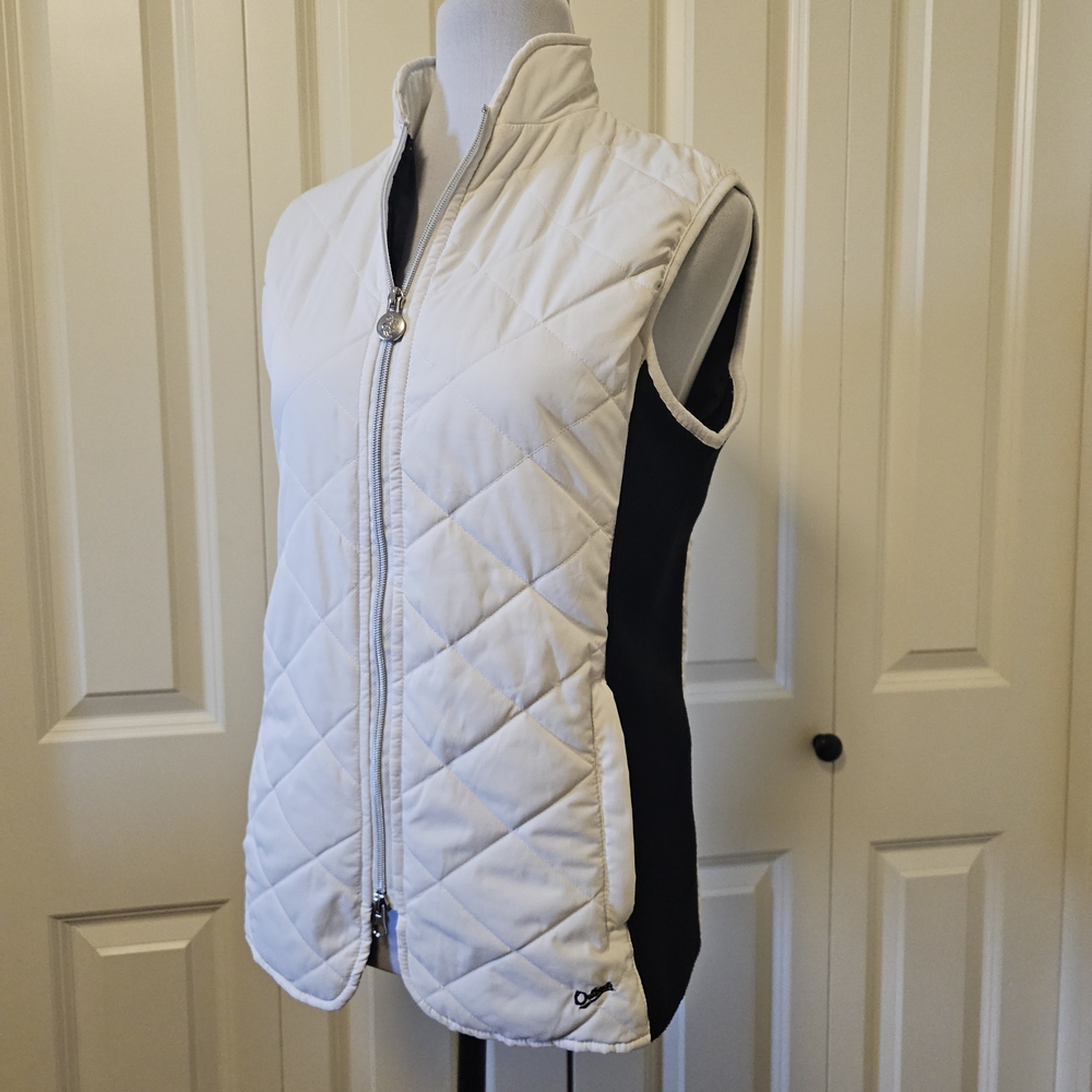 Outback Quilted Vest Layering Outdoors White & Black Sz S